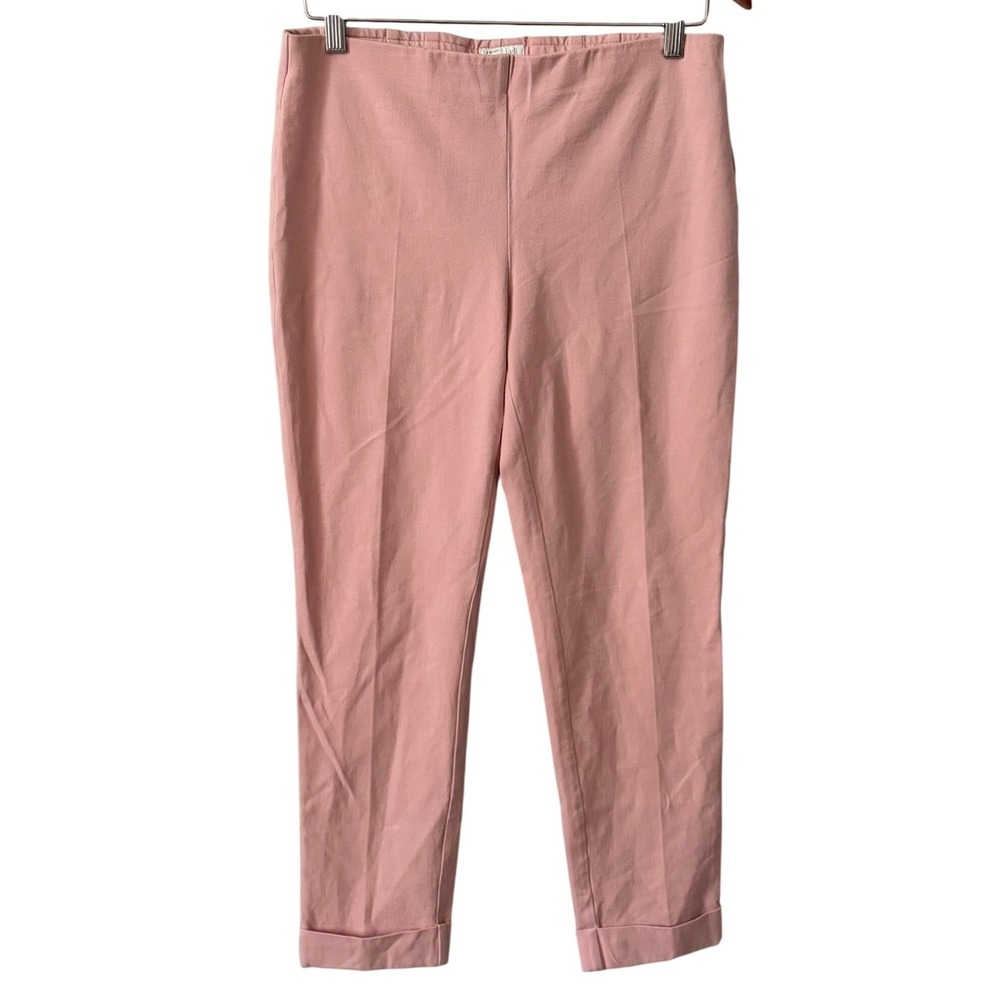 J. Jill Women Sz 8 Pink Preppy Premium Bi-Stretch Cuffed Ankle Pull on Pants